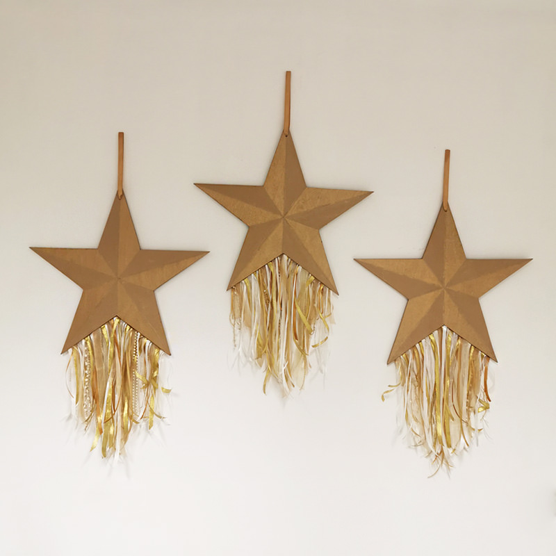 Gold Wooden Hanging Star 2